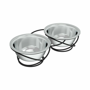 <b>Stainless</b> <b>Steel</b> <b>Dog</b> Food <b>Bowl</b> Stand Household Pets Feeding <b>Bowl</b> With Iron Base Stand Wholesale Supplier - Product Image 1