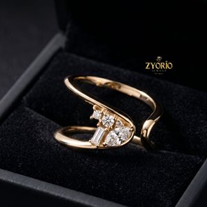 925 Sterling Silver <b>Open</b> Wrap <b>Ring</b> Multi Stone Diamond <b>Ring</b> Modern Statement <b>Ring</b> for Women - Product Image 6