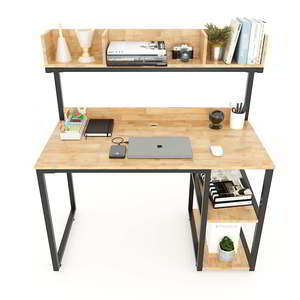 Modern Design Rubberwood Standing <b>Study</b> <b>Desk</b> with Bookshelf 120x60x128(cm) Durable FD68045 for Home Office - Product Image 2