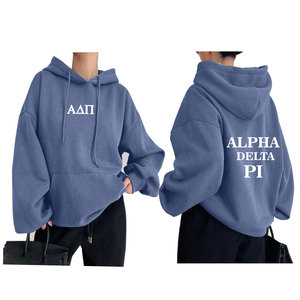 Ropa de calle con capucha de algodón suave para mujer frontal personalizada Jersey Bordado de lana de gran tamaño para invierno Tie Dye Top Trend Alpha Delta - Product Image 4