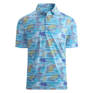 Venta al por mayor RTS High Stretch Button Polo de secado rápido Hawaiano Allover Impresión Sublimación Golf Polos - Product Image 1