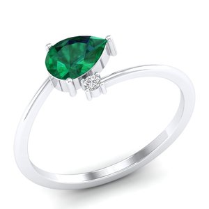 Anillo de Oro de 14K con Esmeralda de Corte Pera de 0.75 Quilates para Mujer, Precio al por Mayor, Joyería de Moissanita con Certificado GRA, Fabricación REYES - Product Image 2