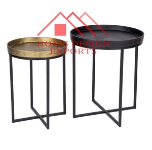 Mesa nido de metal de acero inoxidable con tapa de cristal y muebles de sala de estar modernos para café, Mesa Central a precio mayorista - Product Image 6