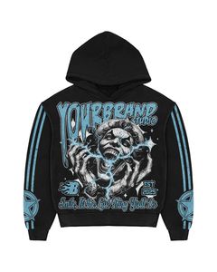 Sweat-shirts à capuche surdimensionnés pour hommes, avec logo personnalisé, à manches latérales, lourds, effet délavé à l'acide, fermeture éclair, impression sérigraphique - Product Image 1