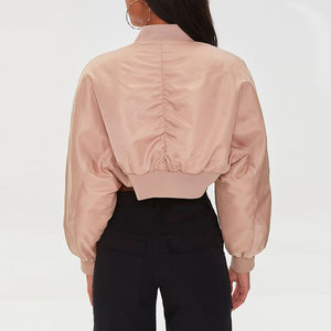 Chaqueta Bomber de manga larga con cuello de punto acanalado para mujer de alta calidad, Top corto con cremallera, Chaqueta corta transpirable de invierno - Product Image 2