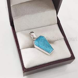 Women's Pendant Natural Turquoise Gemstone December Birthstone <b>Valentine</b> <b>Gift</b> Handmade Jewelry 925 Sterling Silver Pendant - Product Image 3