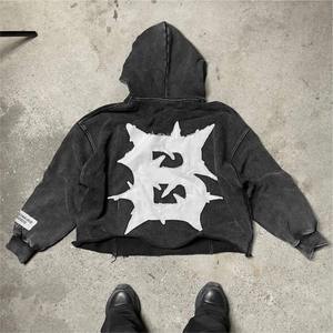 Sudaderas con capucha para hombre con logotipo personalizado al por mayor, Jersey de algodón de gran tamaño 100%, sudaderas bordadas de peso pesado sin cordón para primavera - Product Image 5