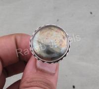 2025 qualité supérieure solide 925 bijoux en argent Sterling 925 bague en argent 15mm Madagascar Labradorite Cabochon femmes femme bijoux