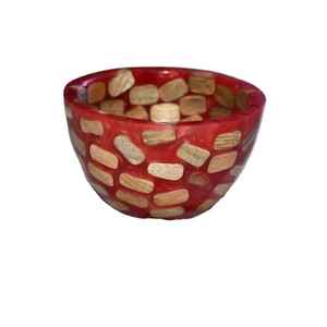 Bol à soupe en bois de mangue en résine rouge Bol ménager en bois de résine de bonne qualité Bol à vaisselle et assiettes en bois de résine de taille personnalisée - Product Image 5