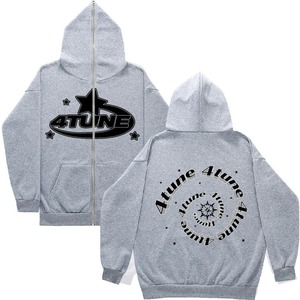 Custom full zip up hoodie puff print hooded polyester cotton oversized custom puff print full zip up hoodie 3D Printed Hoodie Pu - Product Image 3