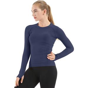 Camisetas de compresión de calidad personalizada para mujer, camiseta de manga larga para correr, yoga, atlética, ajustada, compresión de manga larga para mujer - Product Image 4