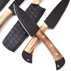 Ensemble de 5 pièces de chef en acier damas fait à la main couteaux de cuisine tranchage de viande en bois couteau de maison de qualité professionnelle sac en cuir - Product Image 4