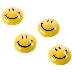 MAGNETOPLAN Smiley 20mm Ferrite Magnets 0.04kg Yellow 8/Pack Office Decor - Product Image 1