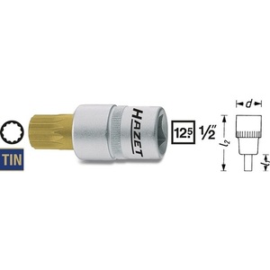 HAZET Inserto de llave de vaso de 1/2 pulgada con estrías internas M8, 100 mm de longitud - Product Image 4
