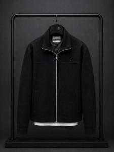 <b>Men's</b> <b>White</b> Cotton Puffer <b>Jacket</b> Stand Collar Zipper Closure Casual Knitted Solid Color Winter Wear Waterproof Nonwoven Front - Product Image 1