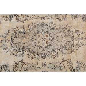 Vintage Rug, 3.6x7.4 ft Area Rug, <b>Brown</b> Solid <b>Wool</b> Turkish Rug - Product Image 5