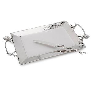 Fresh Trending Stainless Steel Silver Colour Chocolates <b>Tray</b> Serving <b>Snacks</b> <b>Tray</b> With Leaf Handles In Bulk Customized Size - Product Image 6