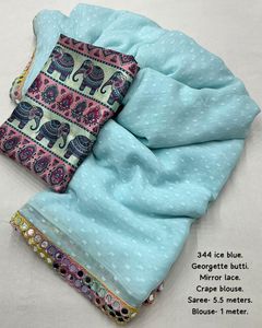 Georgette à la mode exclusive avec miroir Saree en dentelle pour le travail Achats en ligne Inde au taux le plus bas - Product Image 3