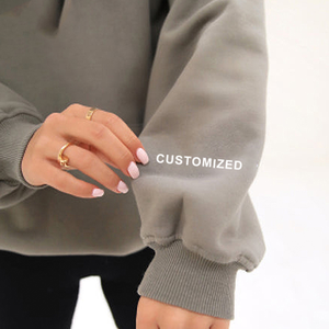 Nouveau design – Sweat à capuche ample en tricot pour femme avec logo personnalisé imprimé sur le devant, en tissu doux coton/élasthanne - Product Image 4