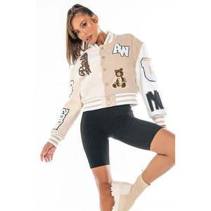 Blousons universitaires épais pour femmes, coupe classique, avec col montant, imperméables et coupe-vent, séchage rapide et respirants, personnalisables avec votre logo, en laine - Product Image 6