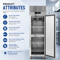 Réfrigérateur vertical commercial 500L à porte simple en acier inoxydable avec refroidissement par ventilateur et compresseur Embraco