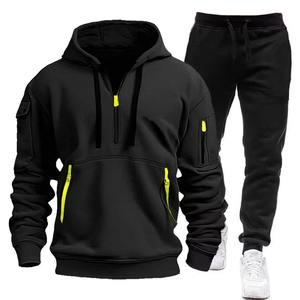 Ensembles de survêtement et de sweat à capuche pour hommes, vêtements de sport de gymnastique à fermeture éclair, vêtements de marque de mode de grande taille pour l'hiver - Product Image 2