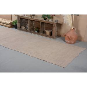 Alfombra turca Vintage moderna, patrón Beige clásico de 4,7x11,8 pies con forro de látex de piel de conejo de imitación de lana, pasillo de felpa Rectangular - Product Image 4