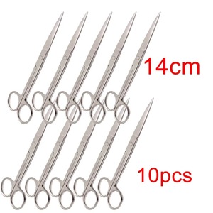 10 Piezas de Tijeras Dentales de Punta Recta de Acero Inoxidable, Instrumento Médico y de Laboratorio para Cortar Suturas Quirúrgicas - Product Image 1