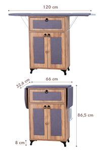 Tabla de planchar plegable / Armario para planchar – Estructura de pino, diseño floral marrón - Product Image 4