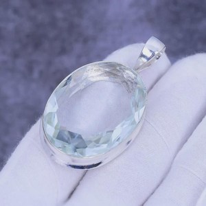 Pendentif en topaze blanche, argent sterling 925, fait à la main, ovale, 1,5 pouce, plaqué or 18 carats, bijoux pour enfants et femmes, cadeau élégant - Product Image 2