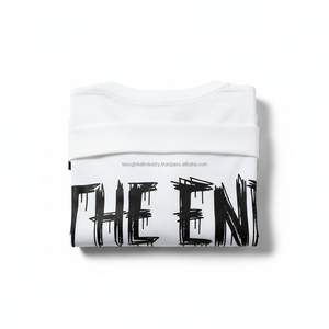 T-shirt graphique THE END Grunge, style jersey, col côtelé contrastant, blanc, coupe oversize, streetwear, coton, logo personnalisé OEM - Product Image 5