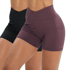 Pantalones cortos de yoga personalizados para mujer de alta demanda transpirables y de secado rápido con patrón caliente de alta calidad al por mayor bajo MOQ - Product Image 1