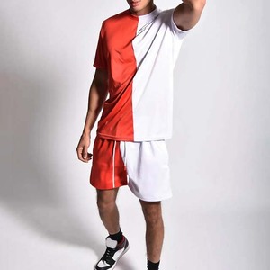Camiseta de la mejor calidad con pantalones cortos a juego Conjunto de pantalones cortos de dos piezas para hombre Precio barato Conjunto doble de color en contraste para ropa de hombre - Product Image 5