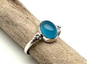 Bague classique bijoux pour femmes argent Boho Style bijoux 925 argent Sterling calcédoine pierres précieuses à la main bague cadeau pour femme - Product Image 4