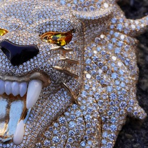 Totalmente Iced Out Hip Hop Joyería fina Colgantes y dijes de animales Forma de cara de León Cruz Colgante de diamante de oro rosa para hombres Mujeres - Product Image 1