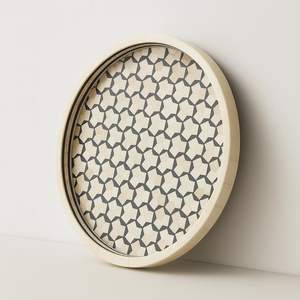 Bandeja con incrustaciones de hueso de estilo, bandeja de servicio hecha a mano, incrustaciones de hueso de lujo, desayuno de Ramadán, comida, fruta, café, té, bandeja decorativa a bajo - Product Image 5