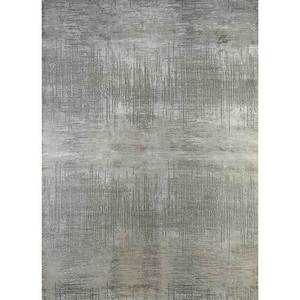Tapis Uvenuti à motifs abstraits en laine et soie de bambou, gris et noir, noué à la main pour usage domestique, tapis de Jaipur ZA (1532) - Product Image 1
