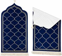Luxuriöse Baumwoll-Islamische Gebetsmatte Dunkelblau Marmormuster Mittellanger Flor Rutschfest Waschbar Großhandel