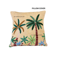 Housse de coussin décorative carrée en perles faites à la main, style palmier, style européen et américain, design personnalisable et respectueux de l'environnement