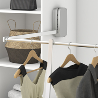 Emuca España Modelo 7067325 Juego de extensiones laterales de aluminio pintado con plástico, colgador plegable, herrajes para armario, soporte.