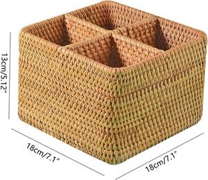 4-compartment natural rattan <b>storage</b> <b>box</b> Handmade <b>Storage</b> <b>Box</b> Eco-Friendly Natural Home and Home <b>Decor</b> Wholesale from Vietnam - Product Image 2
