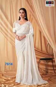 El último diseñador Georgette Silk Zari Sequence Work Saree de Fab Zone - Product Image 4