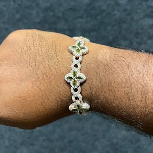 Brazalete Elegante de Plata 925 con Piedras Multicolores de Lujo, Brazalete de Diamantes Moissanite VVS, Cadena Fina Personalizada para Fiestas, Unisex - Product Image 1
