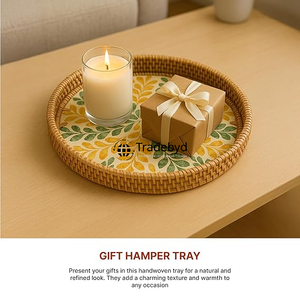Bandeja de Servicio Móvil de Ratán Moderno Ecológico de Primera Calidad, Hecha a Mano, Elegante, para el Hogar, Tradebyd - Product Image 2