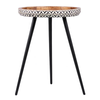 Best-seller Table basse ronde au design de luxe Table d'appoint en bois massif incrusté d'os, meubles de table de bout