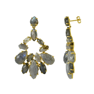 Pendiente de gota colgante para mujer, piedra preciosa de amatista verde chapado en oro amarillo de 14K, 925 - Product Image 3