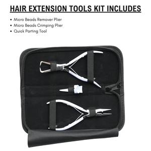 Kit d'outils pour extensions de cheveux à micro-perles, pinces à sertir pour micro-anneaux, pinces à retirer les micro-perles et anneaux de séparation des cheveux pour usage en salon - Product Image 2