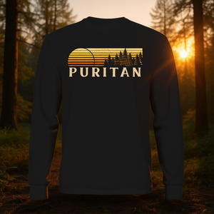 Puritan CO Vintage Evergreen Sunset T-shirt rétro à manches longues style années 80, vêtements promotionnels - Product Image 3
