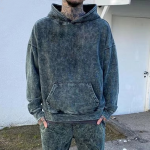 Drop Shoulder Heavy Distressed Grey Heavyweight Mineral Hoodie Zippé Stone Washed Hoodie By Viral Pakistan 2025 - Product Image 3