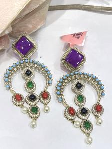 ต่างหูฟิวชั่นจากดีไซเนอร์พร้อมต่างหูหินสำหรับผู้หญิงสาวๆสำหรับชุดราตรีสำหรับใส่ไปปาร์ตี้แฟชั่น - Product Image 6